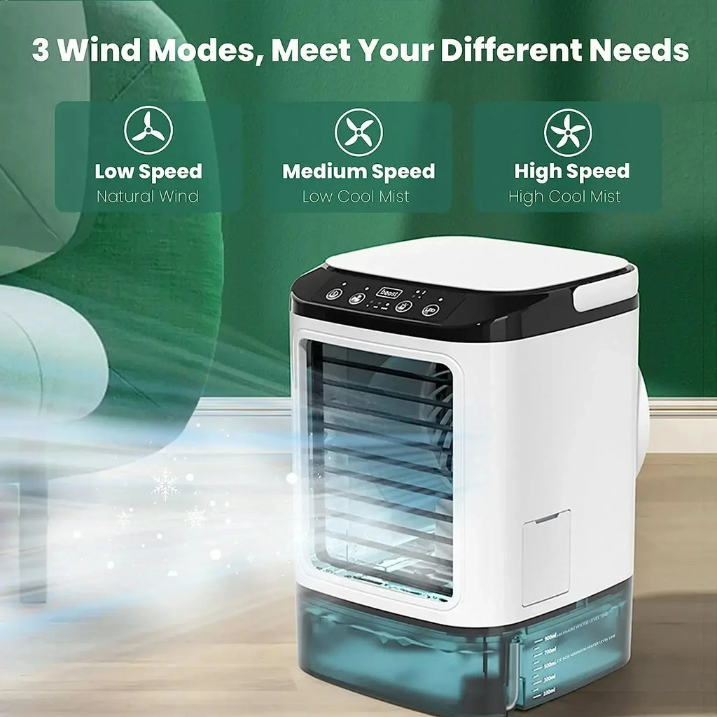 Portable Air Conditioner 3-speed Small Ac Unit Mini Air Cooler 900ml Water Tank Electric Fan With Humidifier For Bedroom JJ2818