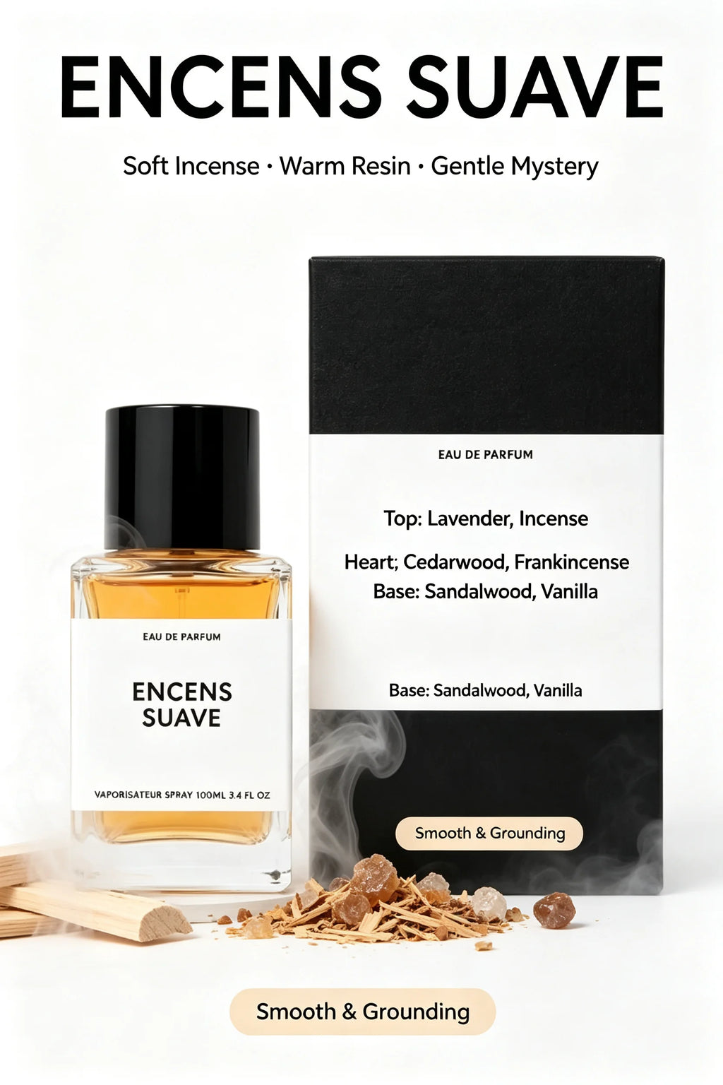 ENCENS SUAVE&Vanilla Powder&Santal Austral Unisex Perfume Oriental Woody Warm Subtle Scent Natural Long Unique Fragrance 100ml
