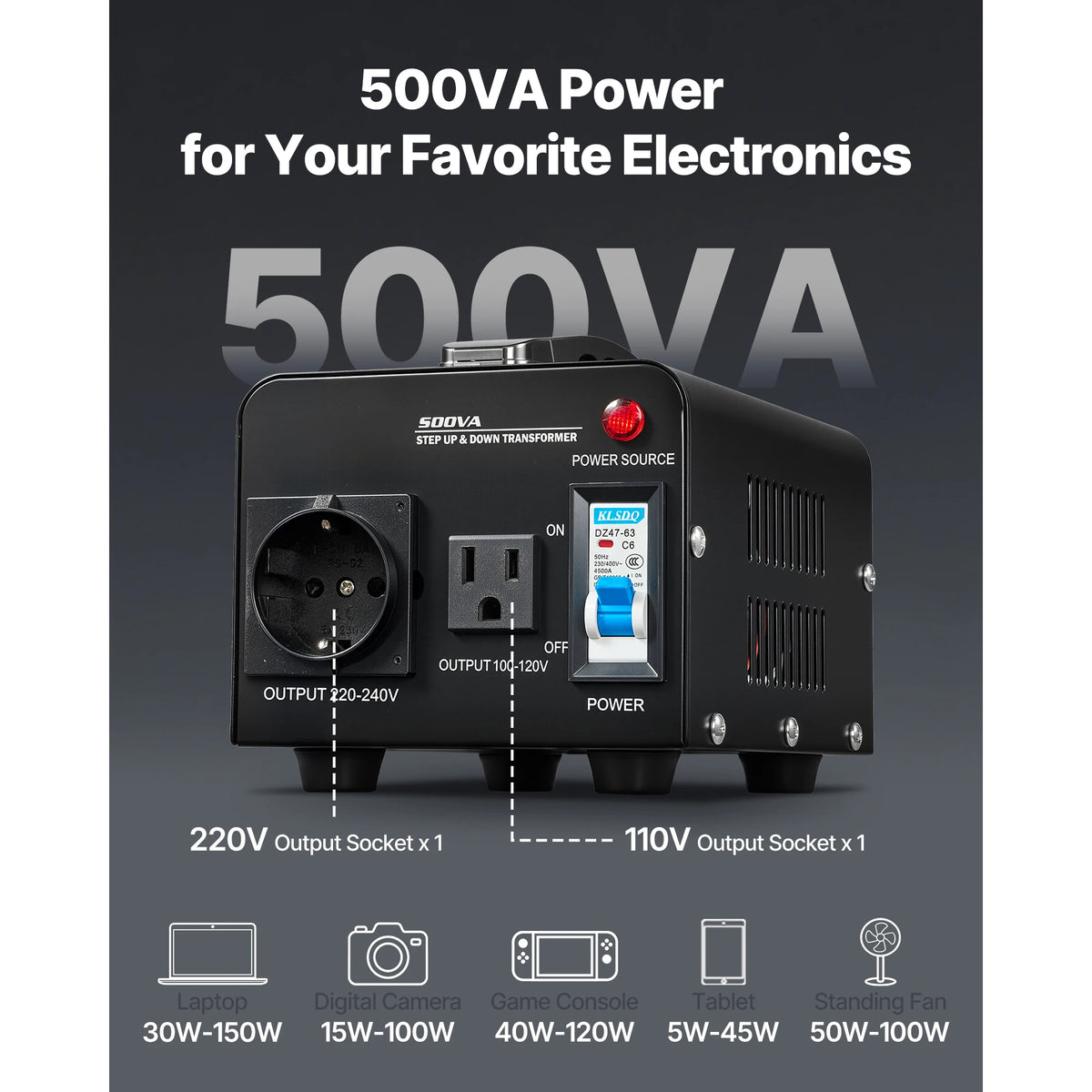 SucceBuy Voltage Converter Transformer 500/1000/1500/3000/5000/6000VA Step Up/Down Power Transformer with US Outlet EU Outlet