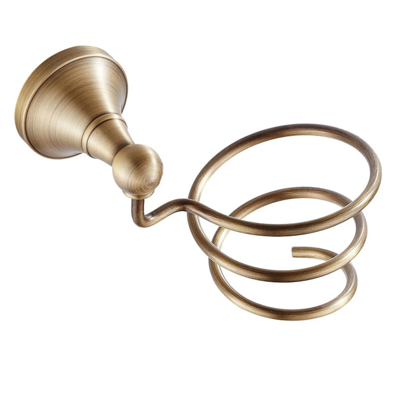 Antique brass plated wall-mounted towel rack bathroom hardware pendant set paper towel holder coat hook toilet brush ELA68A