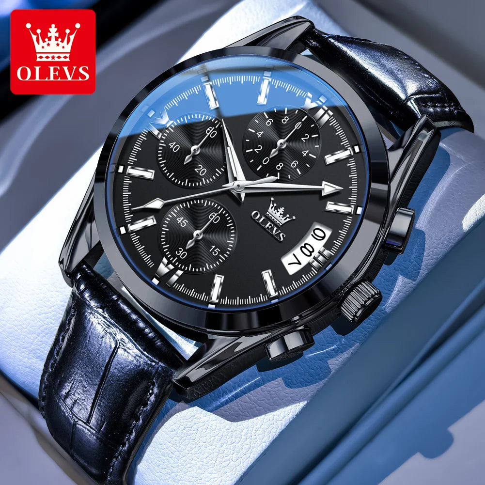 OLEVS 2987 Men Original Quartz Movement Wristwatch Fashion Metallic Texture Calendar Window Luminous Function Waterproof Watch