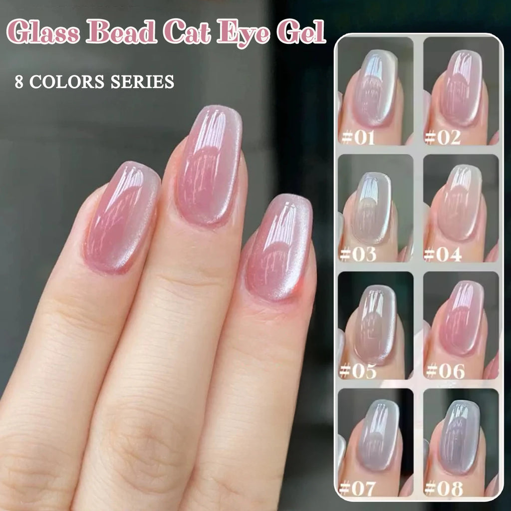 1-12pcs WS Summer Nails White Pink Blue Black Glass Bead Magnetic Gel Nail Polish Semi Permanent UV Soak Off Nail Art Decoration