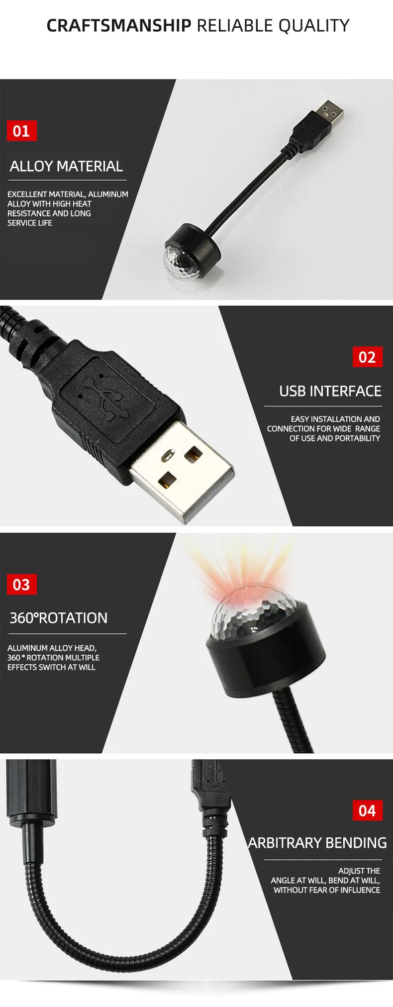 Car Romantic LED Starry Sky Night Light 5V USB Powered Galaxy Star Projector Lamp for Car Roof Room Ceiling Decor Plug and Play