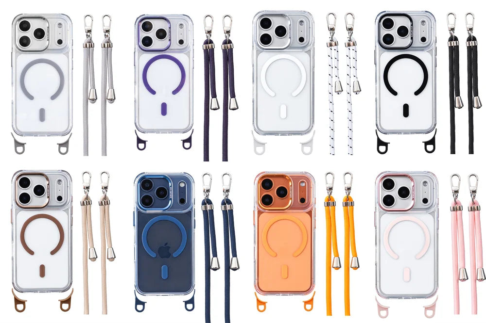 Crossbody Strap For Magsafe Clear Corners Lanyard Phone Case For iPhone 16 17 18 Pro Max Air 14 15 Plus 13 12 Anti-Shock Cover