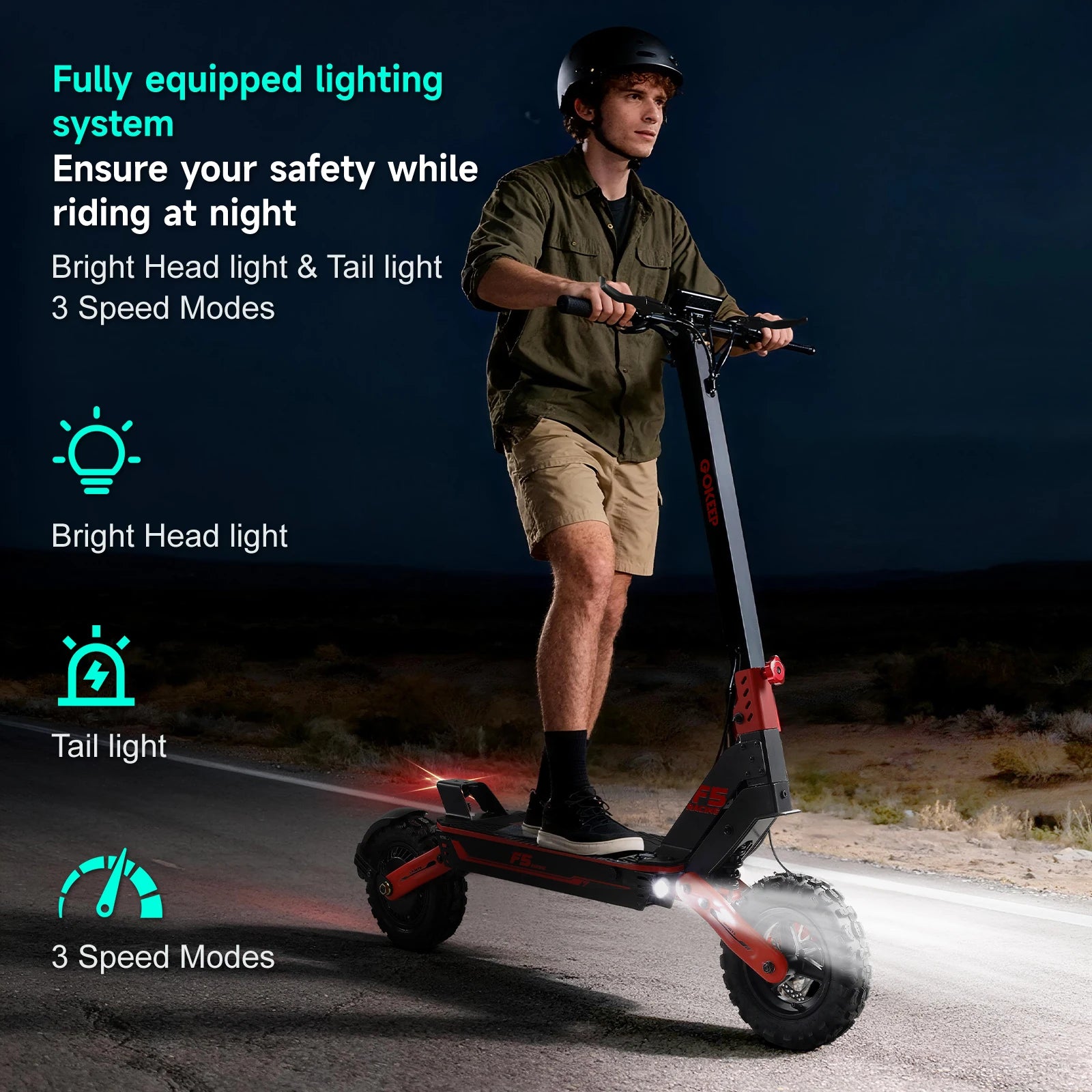 Electric Scooter Gokeep F5 11" 1000W Motor Full Suspension E-scooter 52V 20AH Max Range 70Km Load 120Kg