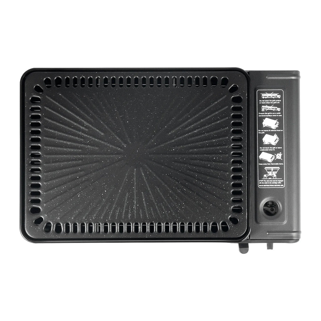 Portable Butane Gas Grill Stove Dual Inlets Adjustable Firepower with Carrying Case Grill Net for Camping Outdoor Use
