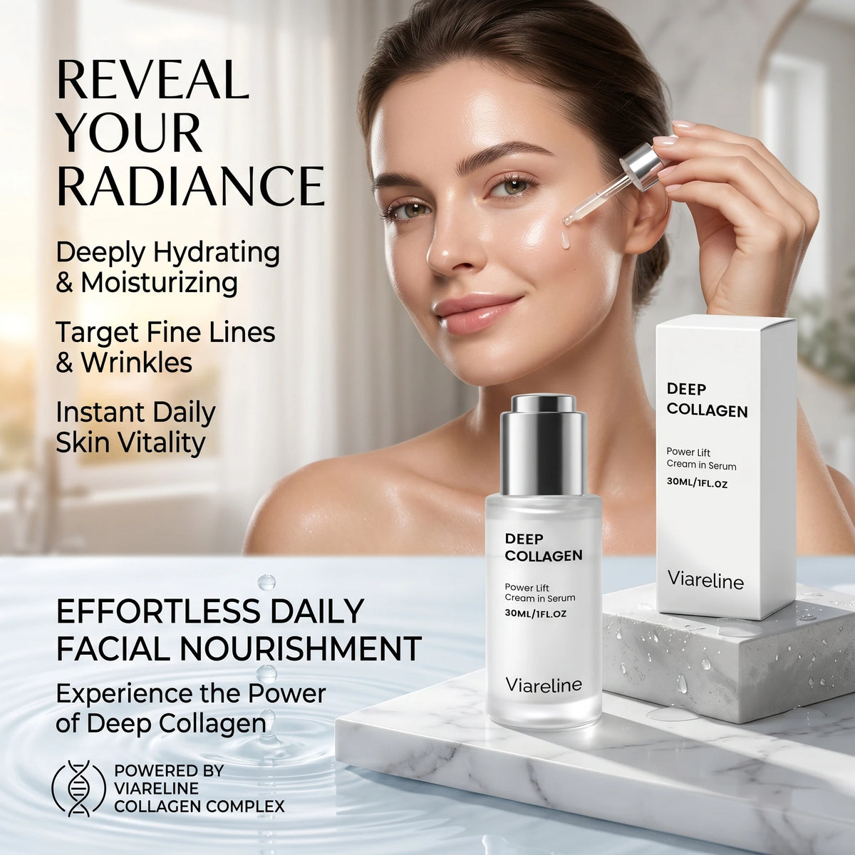 Viareline Lift Serum Cream Anti Wrinkles Fades Fine Lines Improve Sagging Brighten Skin Elasticity Boost Moisturizing Face Serum