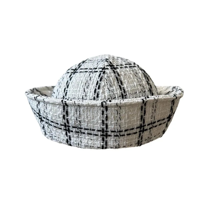 Fall Elegant Tweed Berets for Women Sailor Hat Japanese Versatile Naval Winter Fashion Party Warm Cute Jk Y2K Bucket Hat