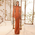Caroline Modern Mermaid Prom Dresses for Women with Cloak Beads Crystals High Neck Formal Evening Vestidos De Gala Drop Shipping