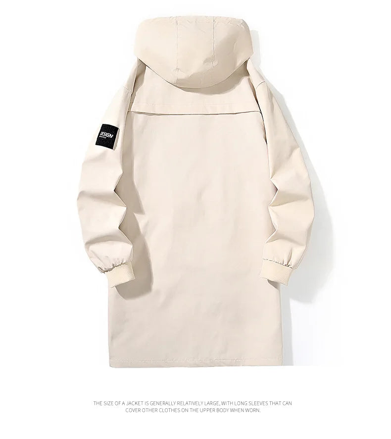 Big Size 9XL Men's Long Trench Coat Hood Fleece Thick Windbreaker Male Autumn Winter Lightweight Plus Large Oversize Hat Zipper