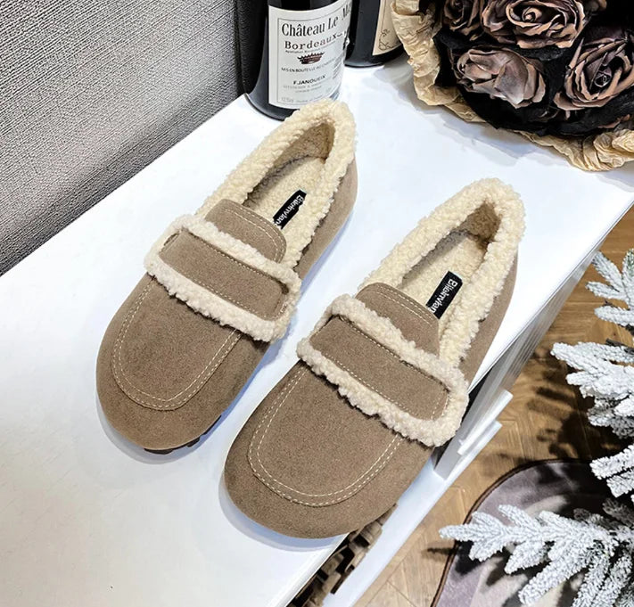 2026 Faux Suede Flats Women Lambswool Loafers Winter Warm Cotton Shoes Ladies Platform Fleeces Mocasines Female Sheep Fur Boots