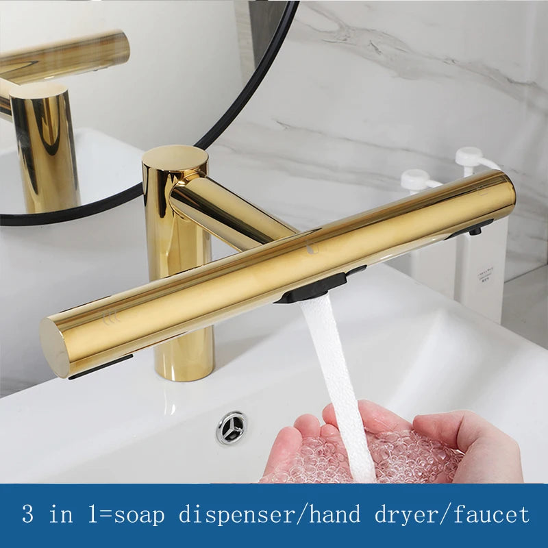KEMAIDI Bathroom Faucets 3 in 1 Design Automatic Soap Dispenser Powerful Hand Washing Bathroom Hands Dryer Drying Machine Air
