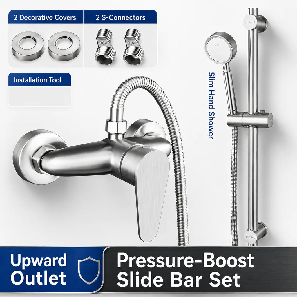 Stainless Steel Concealed Shower Mixer Valve Wall Mount Hot Cold Water Mixing Tap for Bathroom