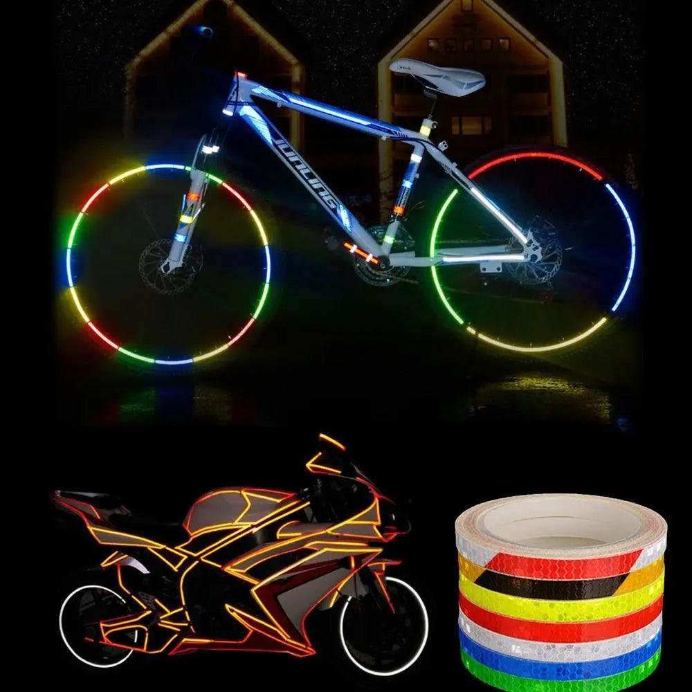 Safety Motorcycle Reflective Film Reflective Stickers Bicycle Wheel Decor Tape For Cycling Bike Reflective Tape Warning Strip