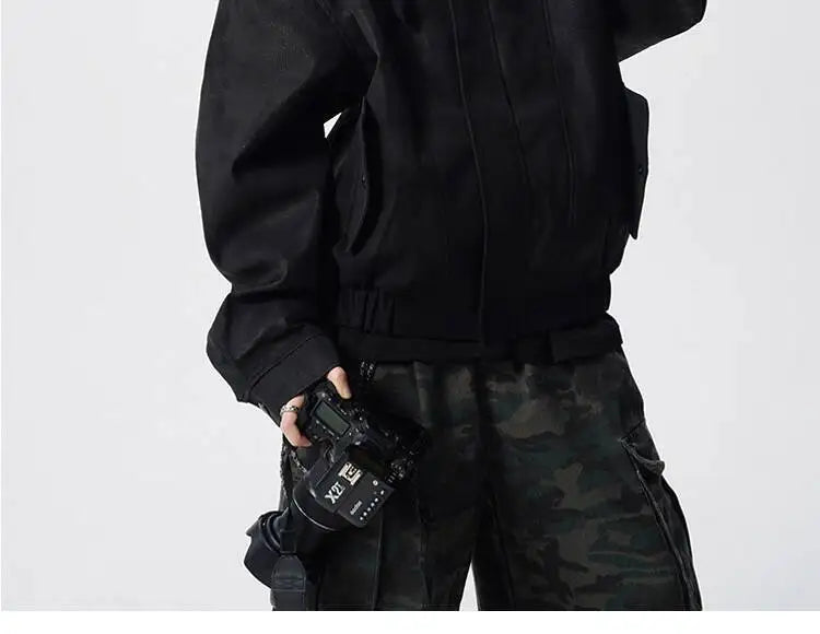 WTHT Fashion Men‘s Plush Spliced Thicken Design Loose Coats Trendy 2025 Autumn Solid Color Laple Casual Jackets Male 2A2218