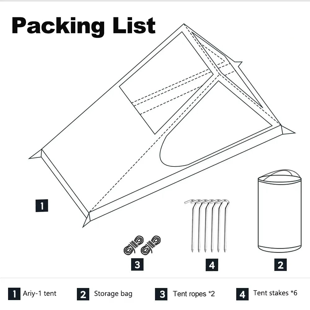 Airy 1 Mesh Tent Trekking Pole Tent Lightweight Solo Tent Camping Tarp Tent Hiking backpacking Single One Person Tent Shelter