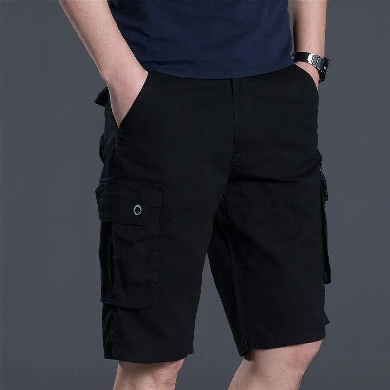 Summer Men Cotton Loose Cargo Shorts Streetwear Fashion Male Clothes Claret 4 Pockets Straight 5 Points Thin Casual Short Pants