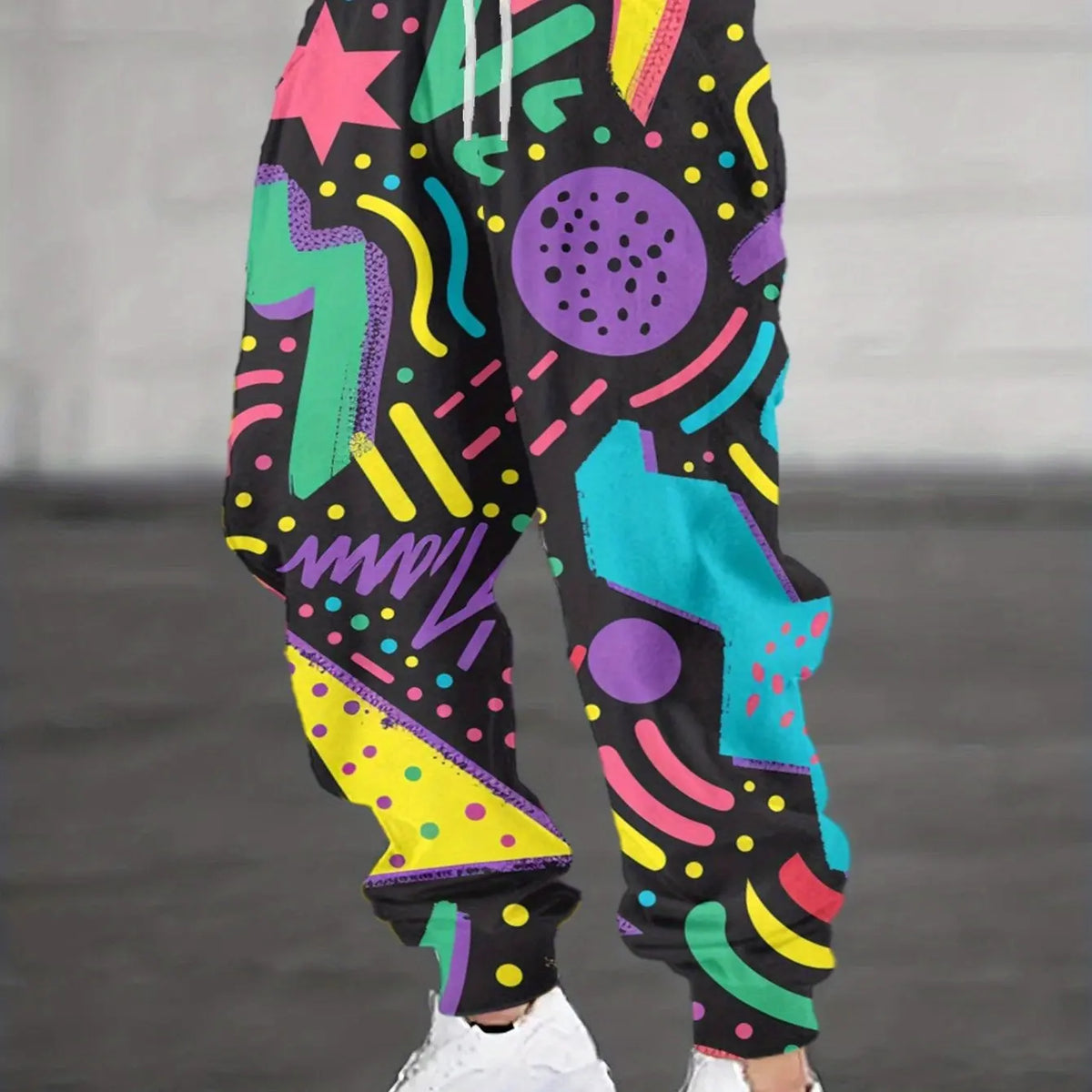 Men's and Women's Sports Pants with 3D Abstract Geometric Pattern Printing Design, Fashionable Style Fitness Sports Pants
