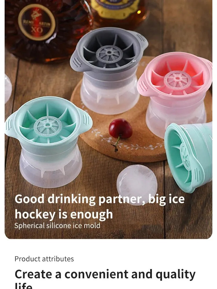 2pcs Bar Whiskey Round Ice Cube Maker Silicone Large Ball Shape Spherical Ice Cube Mould Machine Quick Freezer Kitchen Gadgets