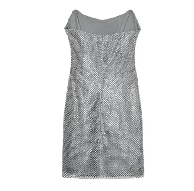 Sexy Diamond Halter Dress Women Shinny Sleeveless Backless V-neck Slim A-line Dresses Female 2026 Spring Summer Party Lady Robes