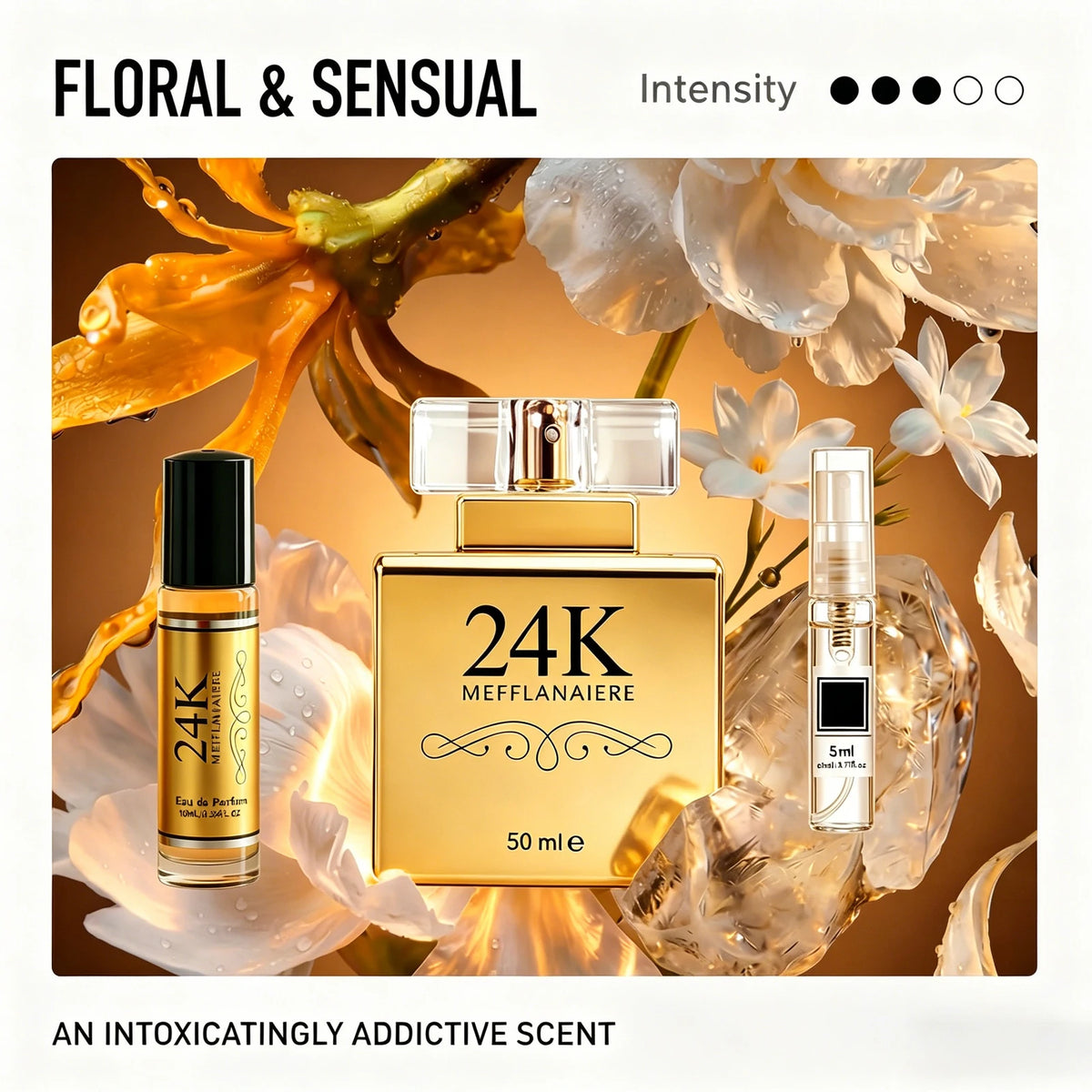 24K Glod Perfume for Women，Long Lasting Perfume Spray，Romantic, Seductive fragrance，Romantic Scent with Notes of Berry and Jasmine。