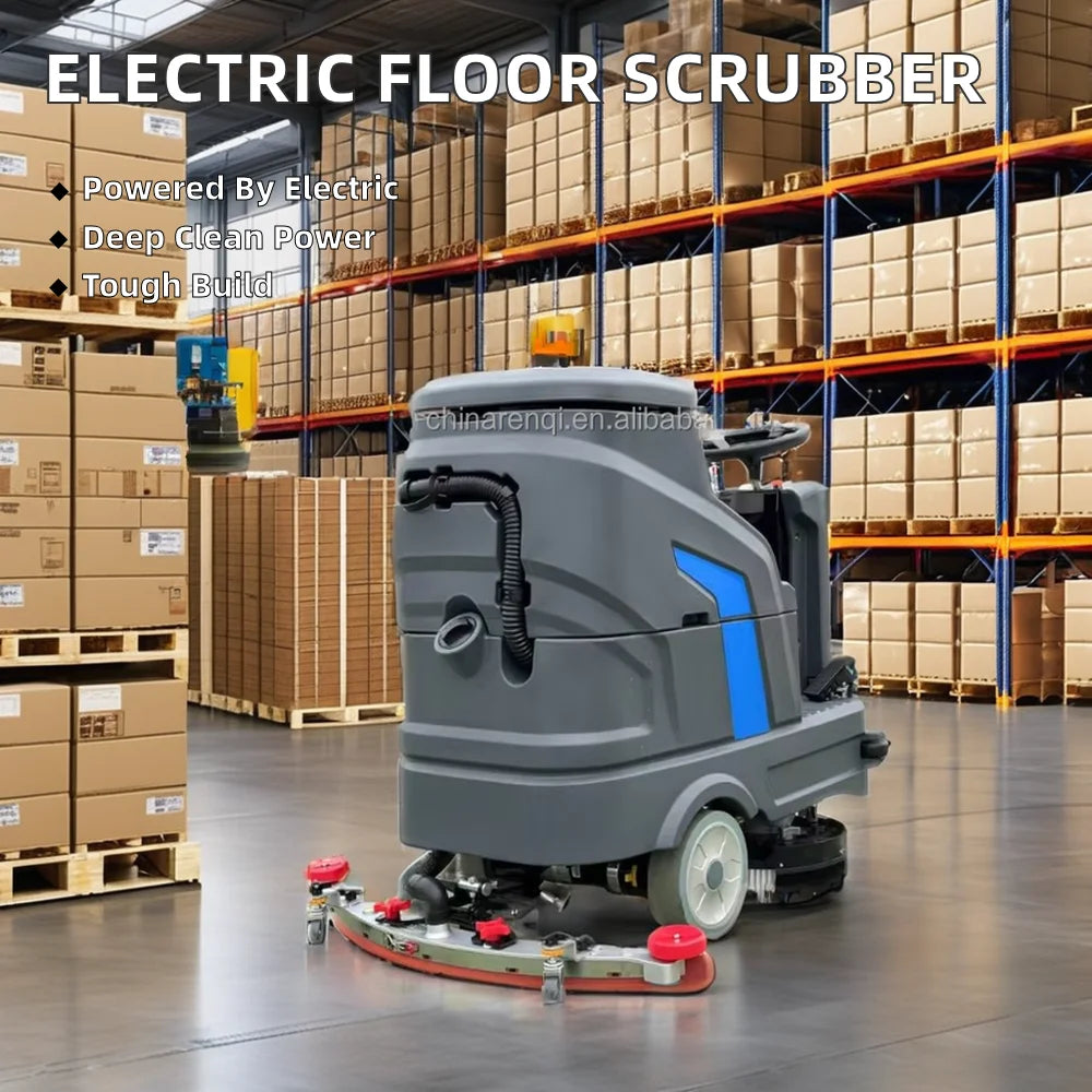 New High-voltage Electric Riding Self-Propelled Factory Floor Cleaner, 24V100AH 100L Tank, Professional Cleaning,