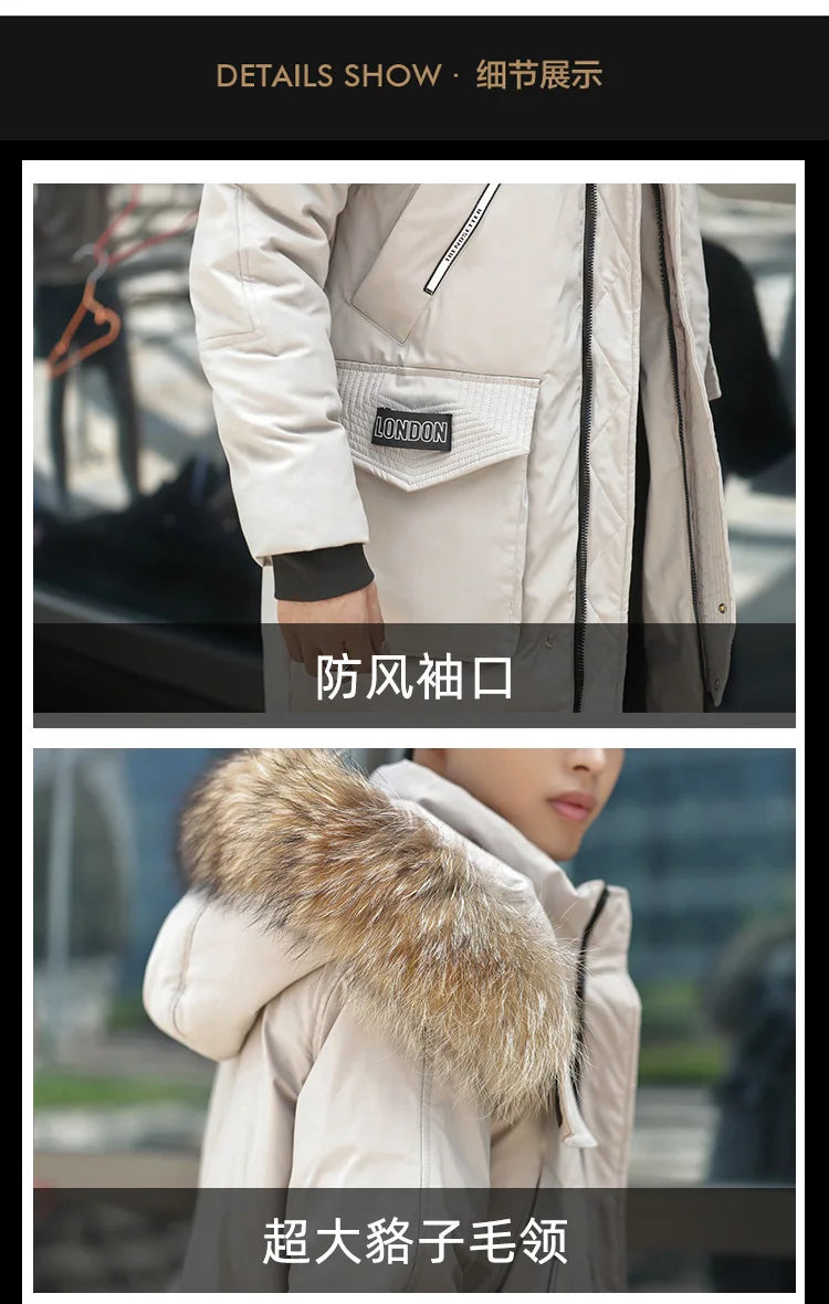 Men's New Korean Version Thick Parka Over the Knee Men's Mid to Long Style Trendy Handsome Men's Coat High Quality Design Parkas