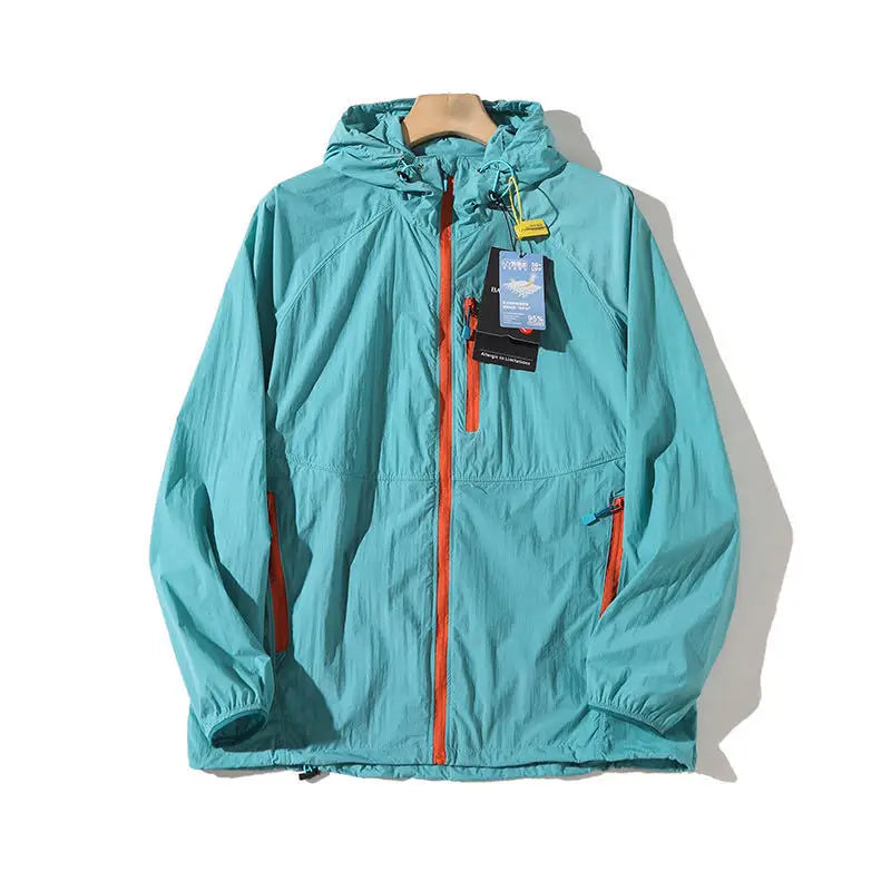 High Quality Outdoor Hooded Jacket Couple Matching Summer Sports Wear Men's Style Two-Way Zipper Waterproof Running Clothes