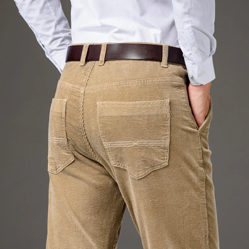 Corduroy Men's Business Casual Pants Fashion Comfortable Khaki Slim Straight Trousers Classic Male Brand Clothing Pants