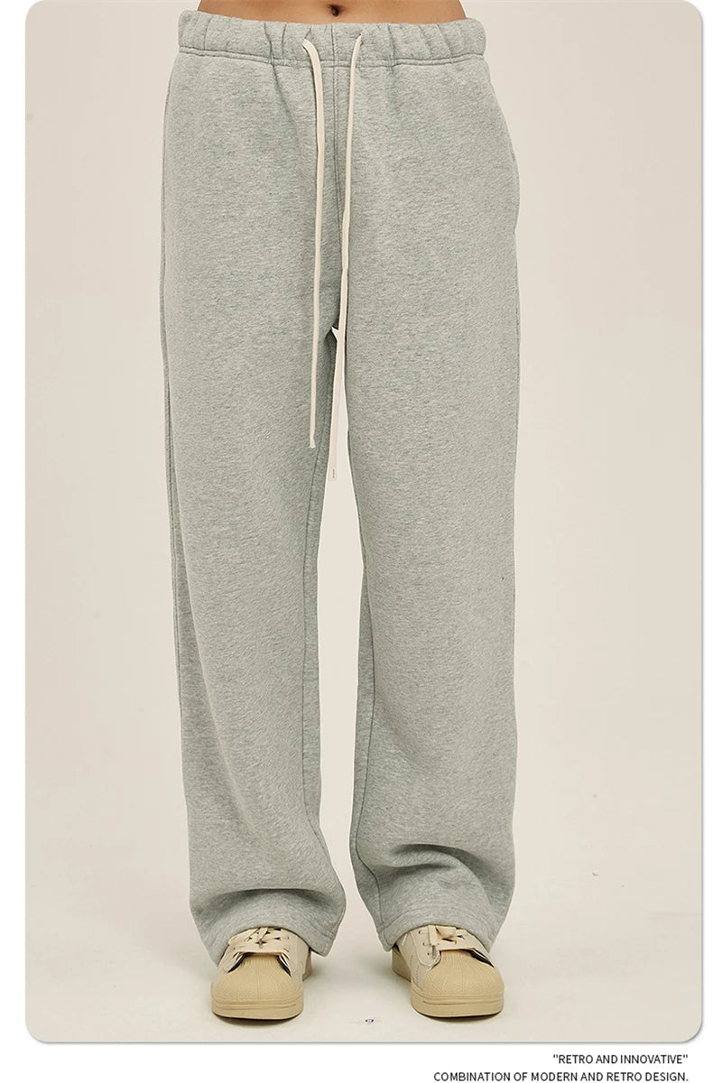 ZODF 2025 Men Casual Winter 350sm Fleece Pants Unisex Loose Soft Comfortable Sport Solid Straight Trousers HY0643