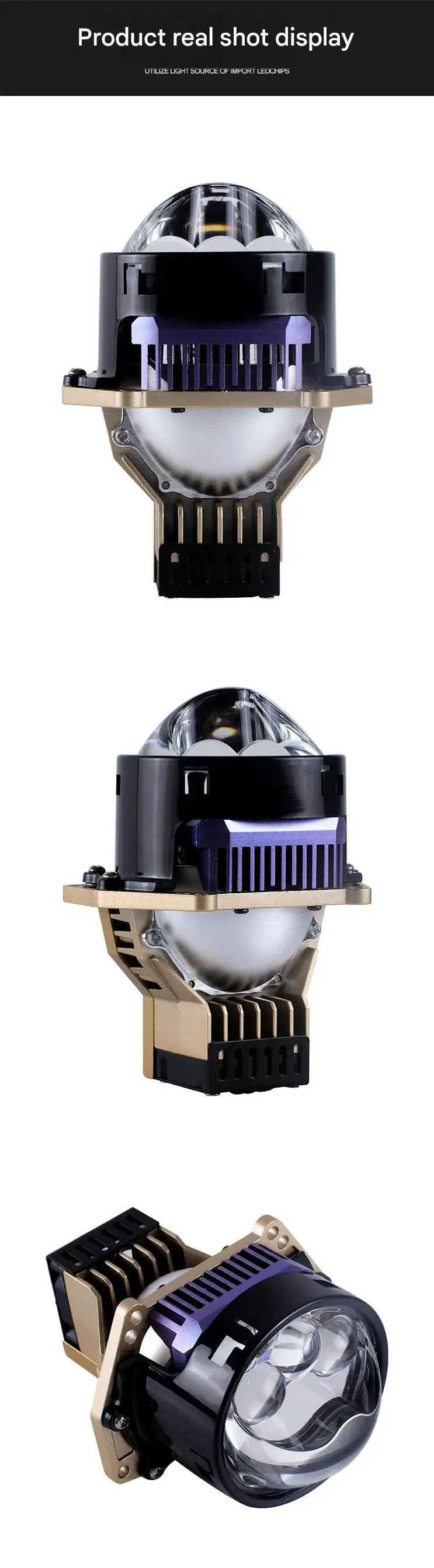 3 Inch Triple Direct Beam Bi LED Projector Lens Independent High Beam High Power Super Bright Car Headlight Retrofit Kit Lamp
