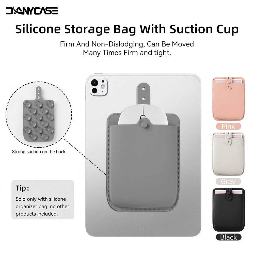 Adsorption Back Storage Bag For iPad Laptop Smooth Surface Reusable Cable/Mouse/Powerbank Pouch Elastic Tablet Accessories