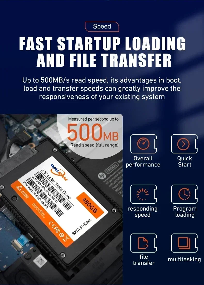 WALRAM 2.5 SATA 3 SSD 1 TB HDD Laptop Internal SATA3 Hard Disk 1TB 512GB 240GB 256GB 128GB 120GB Solid State Drive For Desktop