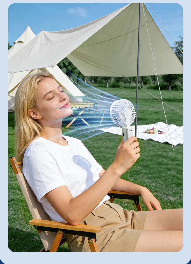 Outdoor Handheld Fan, Small Mini Fan, Foldable, Portable, Hanging on Neck, Speed, USB Rechargeable, 3600mAh Handheld ﻿