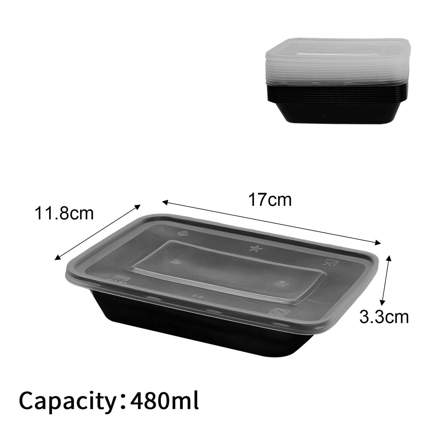 10/30pcs Disposable Food Containers Black Plastic Salads Sandwiches Lunch Box with Lids Home Kitchen Refrigerator Storage Boxes