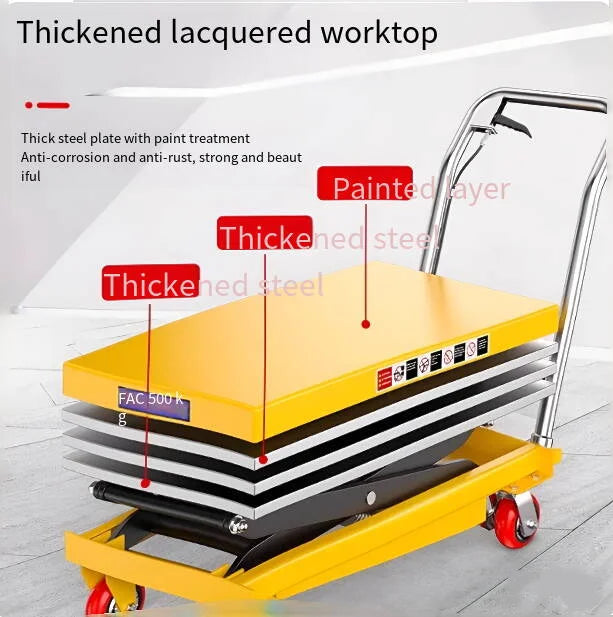 905X500mm platform electric scissor lift 0.9m mobile hydraulic lift car with battery