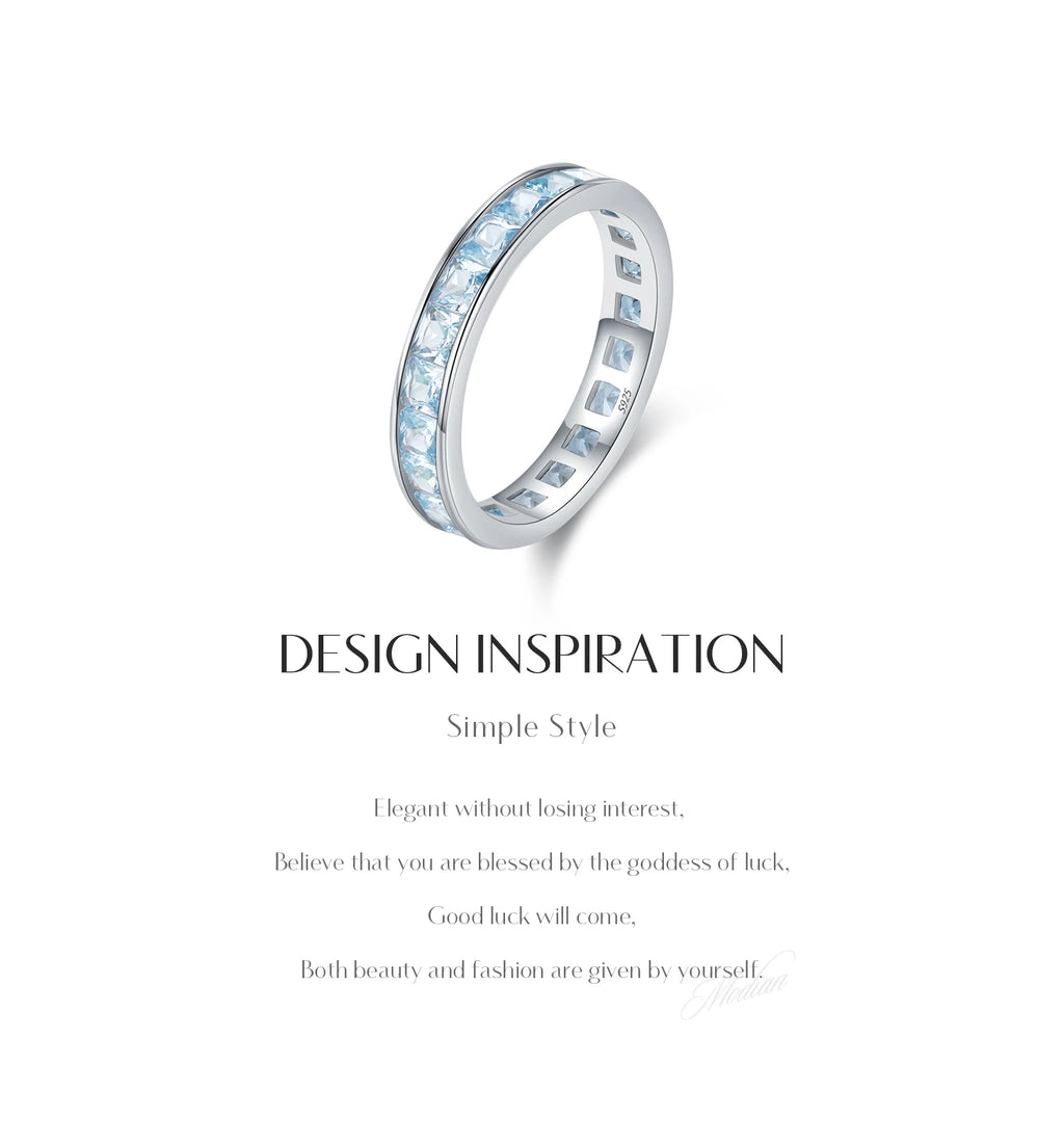 MODIAN 925 Sterling Silver Luxury Square Zirconia Finger Ring Fashion Stackable Eternity Band Rings For Women Fine Jewelry
