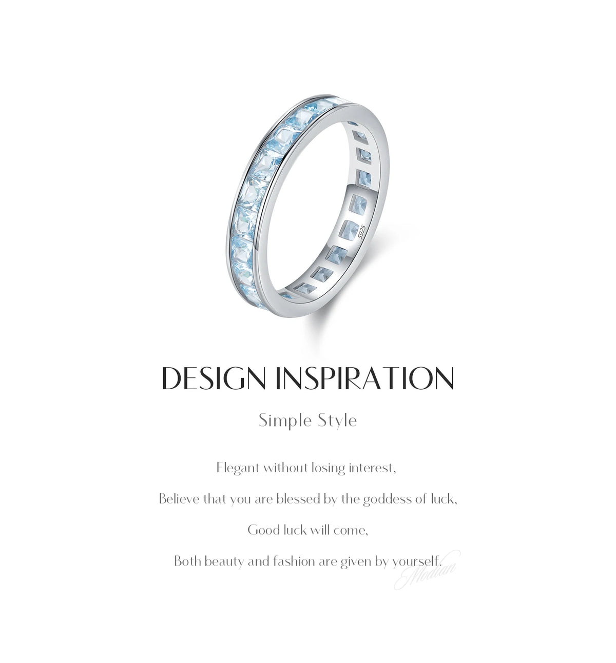 MODIAN 925 Sterling Silver Luxury Square Zirconia Finger Ring Fashion Stackable Eternity Band Rings For Women Fine Jewelry