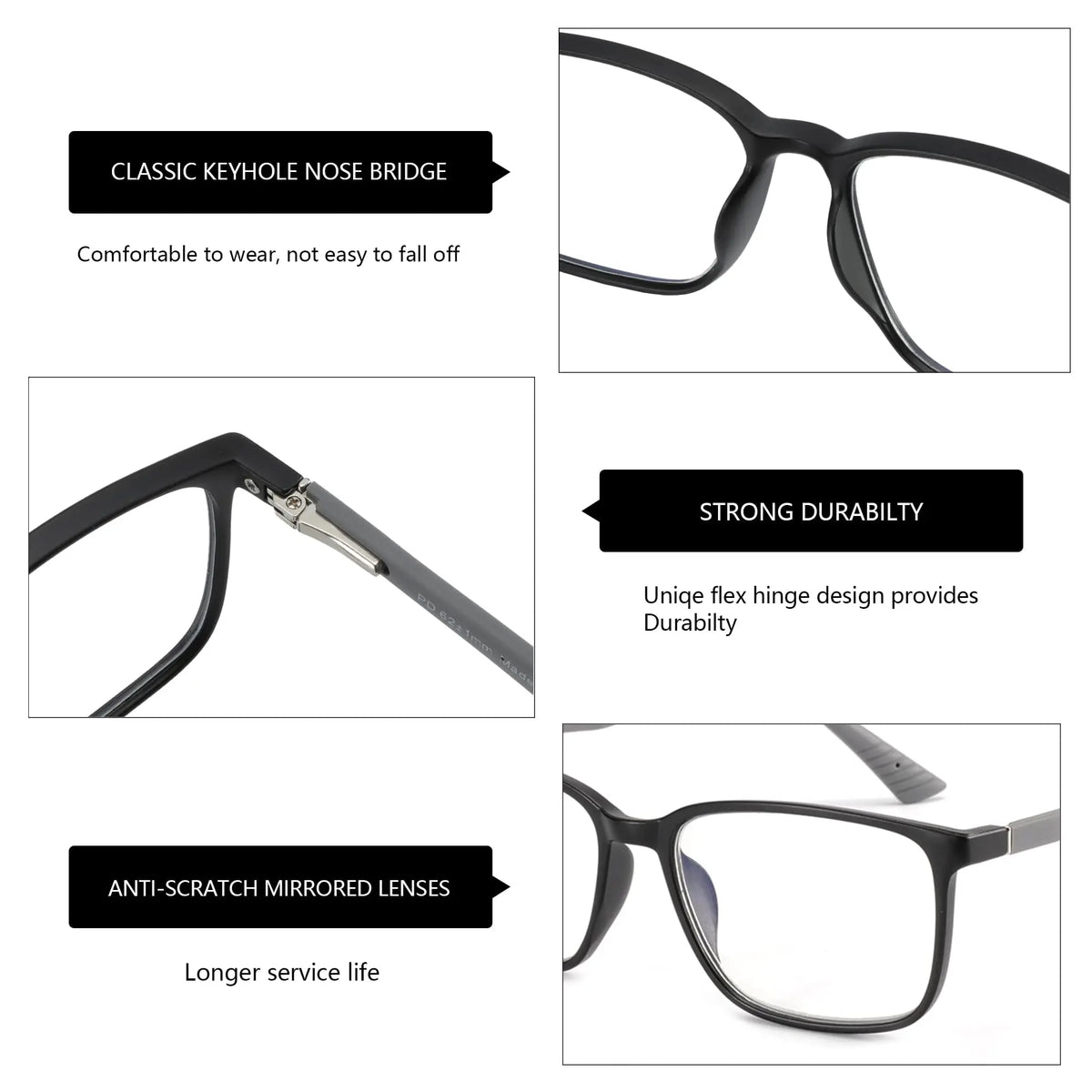 ZENOTTIC Fashion Blue Light Reading Glasses for Men，Sport Square Frame Readers, Anti Glare Computer Glasses