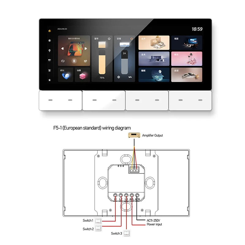 Smart Audio System WIFI Tuya Home Control Panel Built in ZIGBEE gateway IR Bluetooth wall Amplifier Ceiling Speaker Music Player