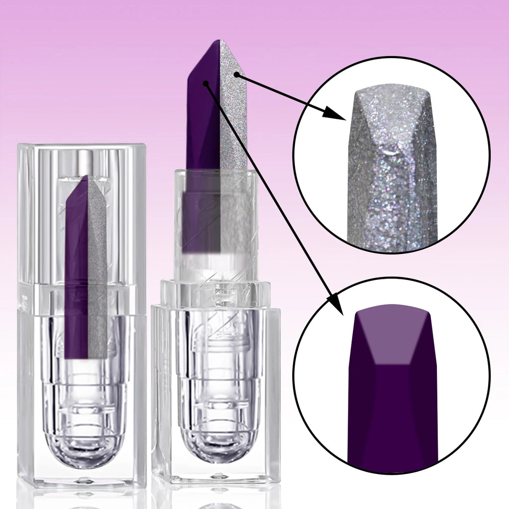 2 in 1 Glitter Lipstick, Gradient Shiny Lip Gloss, Long Wear Festival Lip Makeup for Halloween & Christmas