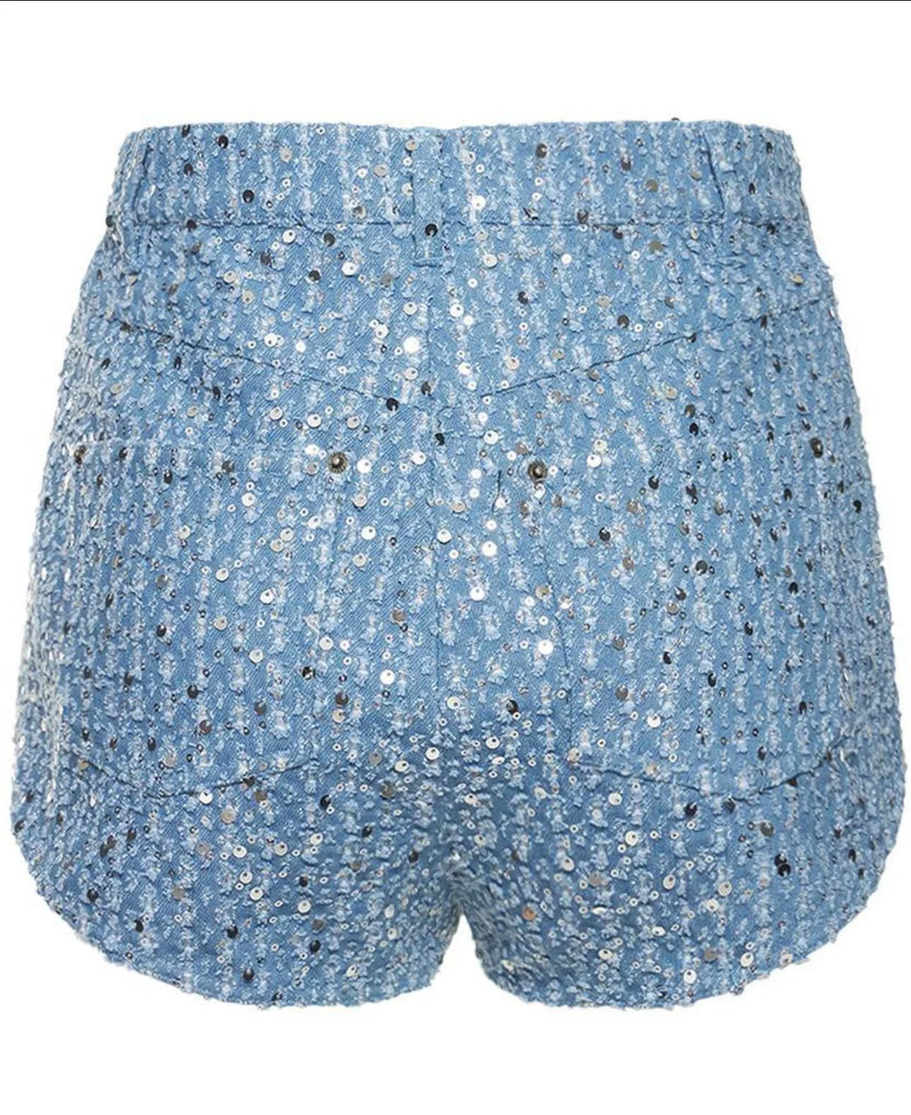 BKQU Denim Sequins 2 Piece Pants Set Women Fashion High Waist Shorts Lapel single-breasted Cropper Jackets Female Luxury Outfits