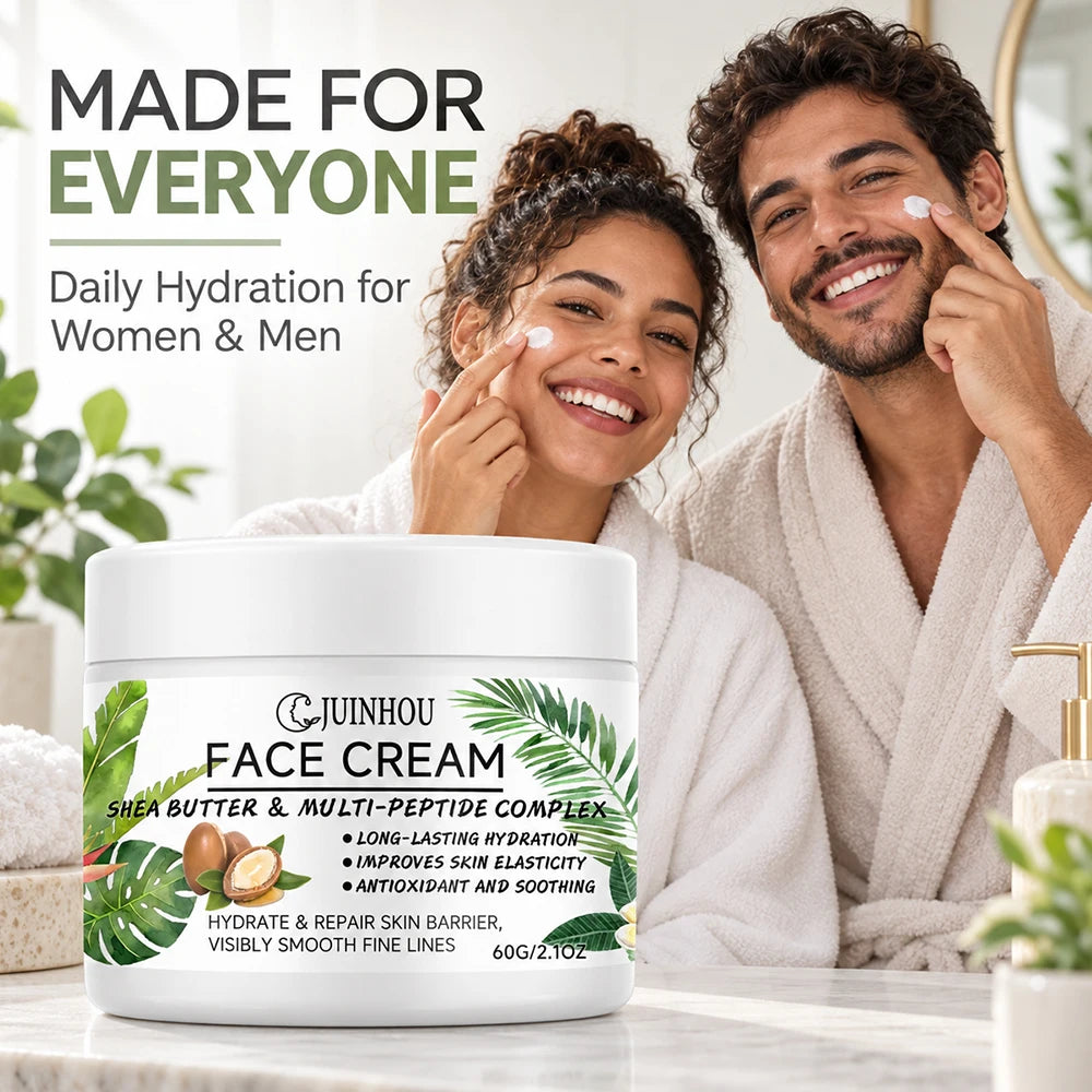 JUINHOU Moisturizing Face Cream Peptide Complex Shea Butter Deep Moisture Repair Dry Skin Firming Smooth Daily Facial Care