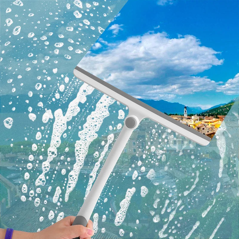 360 Degree Rotatable Shower Squeegee Glass Wiper Scraper Squeegee Cleaner With Silicone Holder Bathroom Mirror Scraper Cleaning