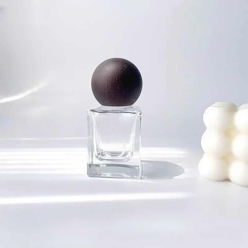 30ml Perfume Bottle Glass Line Mist Perfume  Atomizer Wood Lid Empty Sprayer Bottle Cosmetic Containers Travel Bottle Packaging