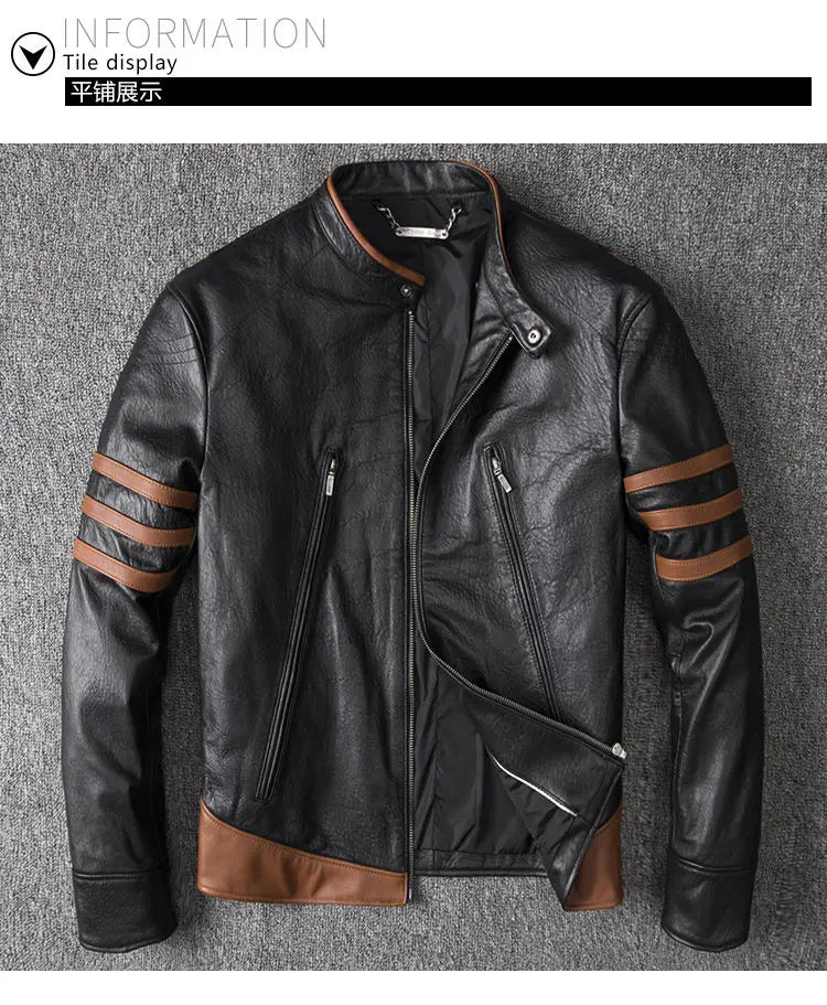 Genuine Leather Jacket For Men Short Style Spring And Autumn Sheepskin Coat Man Motorcycle Leather Jacket Male Trendy Outerwear