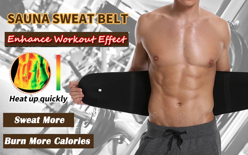 Men Body Shaper Waist Trainer Slimming Fitness Belt Weight Loss Fat Burning Sport Girdle Sweat Trimmer Workout Cincher Shapewear