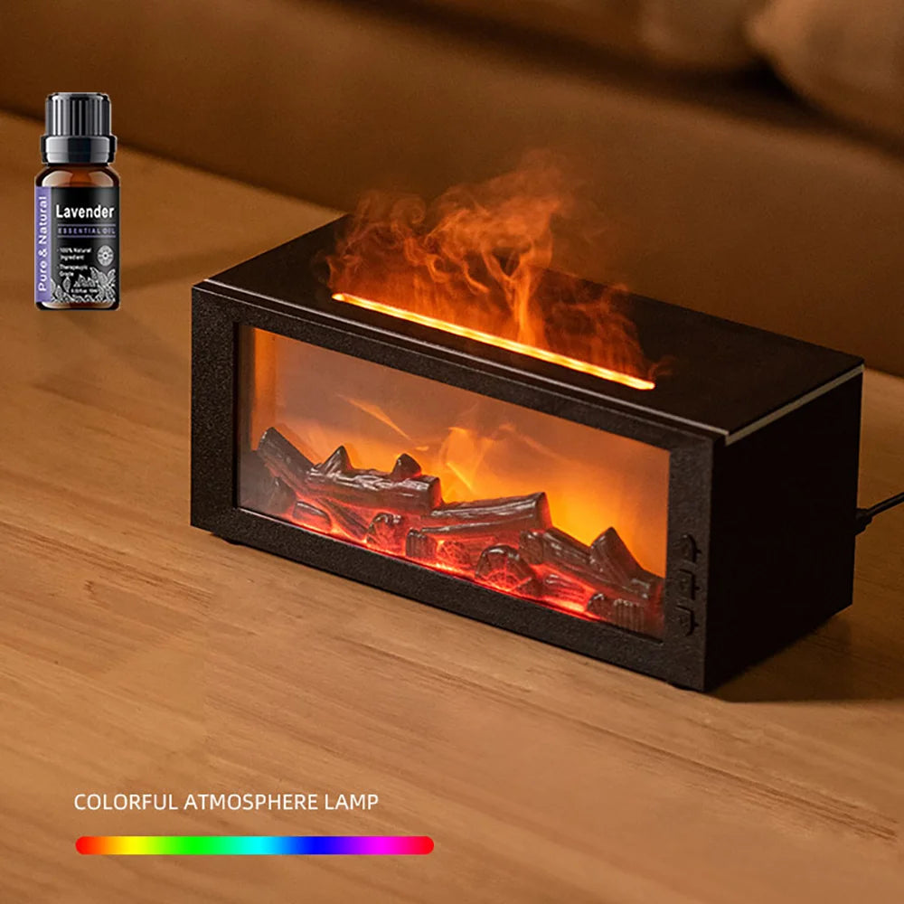 Upgraded Fireplace Aroma Diffuser 7 Color Flame Humidifier Remote Control Timer Auto Off Home Office Aromatherapy Gift