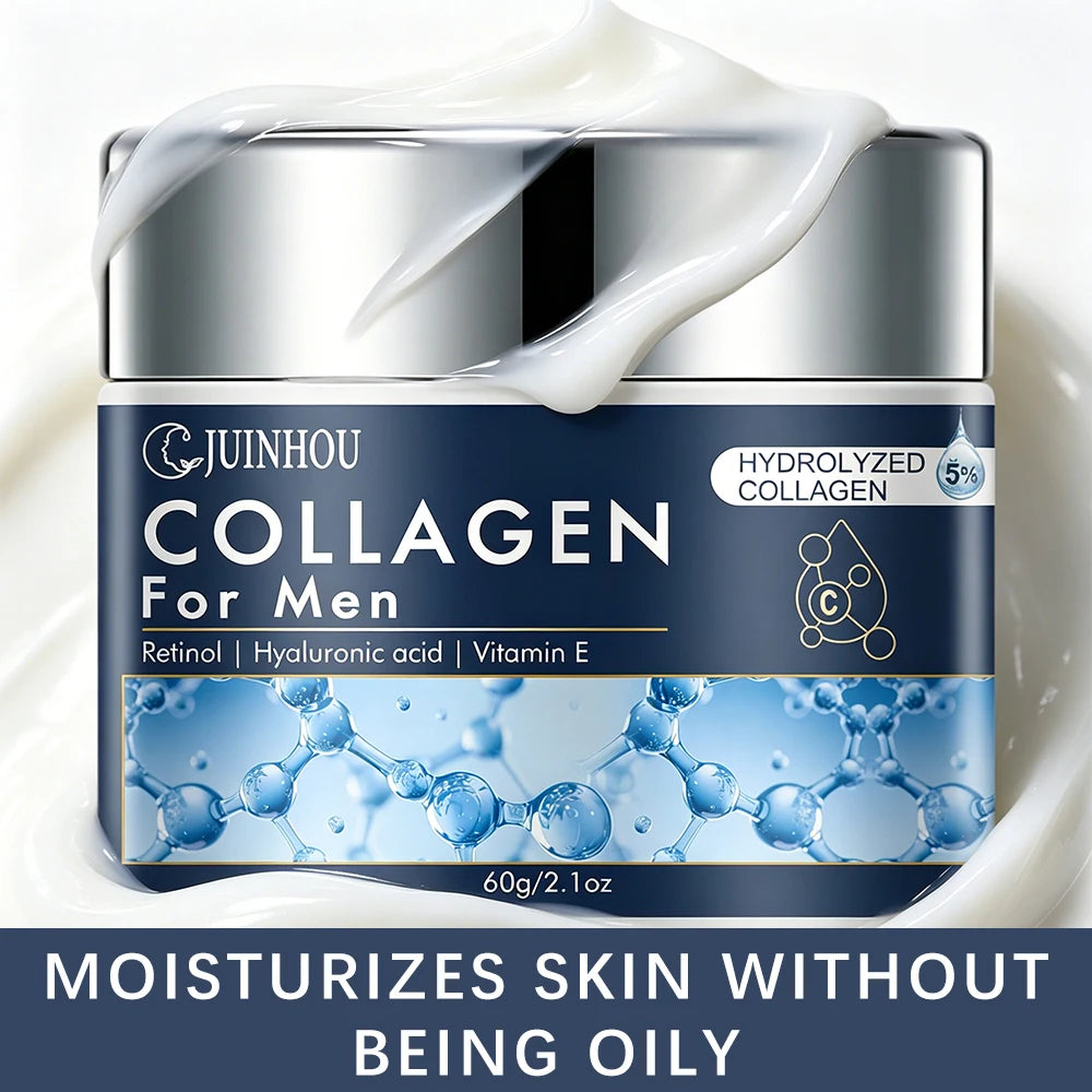 JUINHOU Men's Daily Anti-aging Hydration Face Cream Collagen Retinol Moisturizing Oil Control Firming Skin Refreshing Non-Greasy