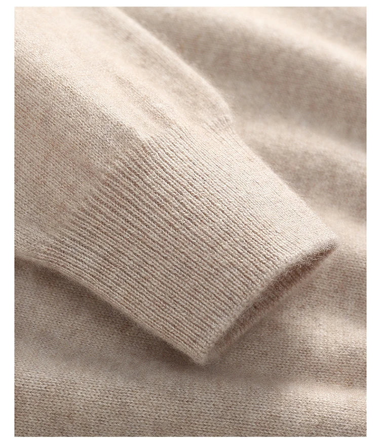 Autumn/Winter Men's 100% Cashmere Pullover Business Casual Solid Knitted Sweater Loose High Collar Tops Basic Thick Warm Jumper